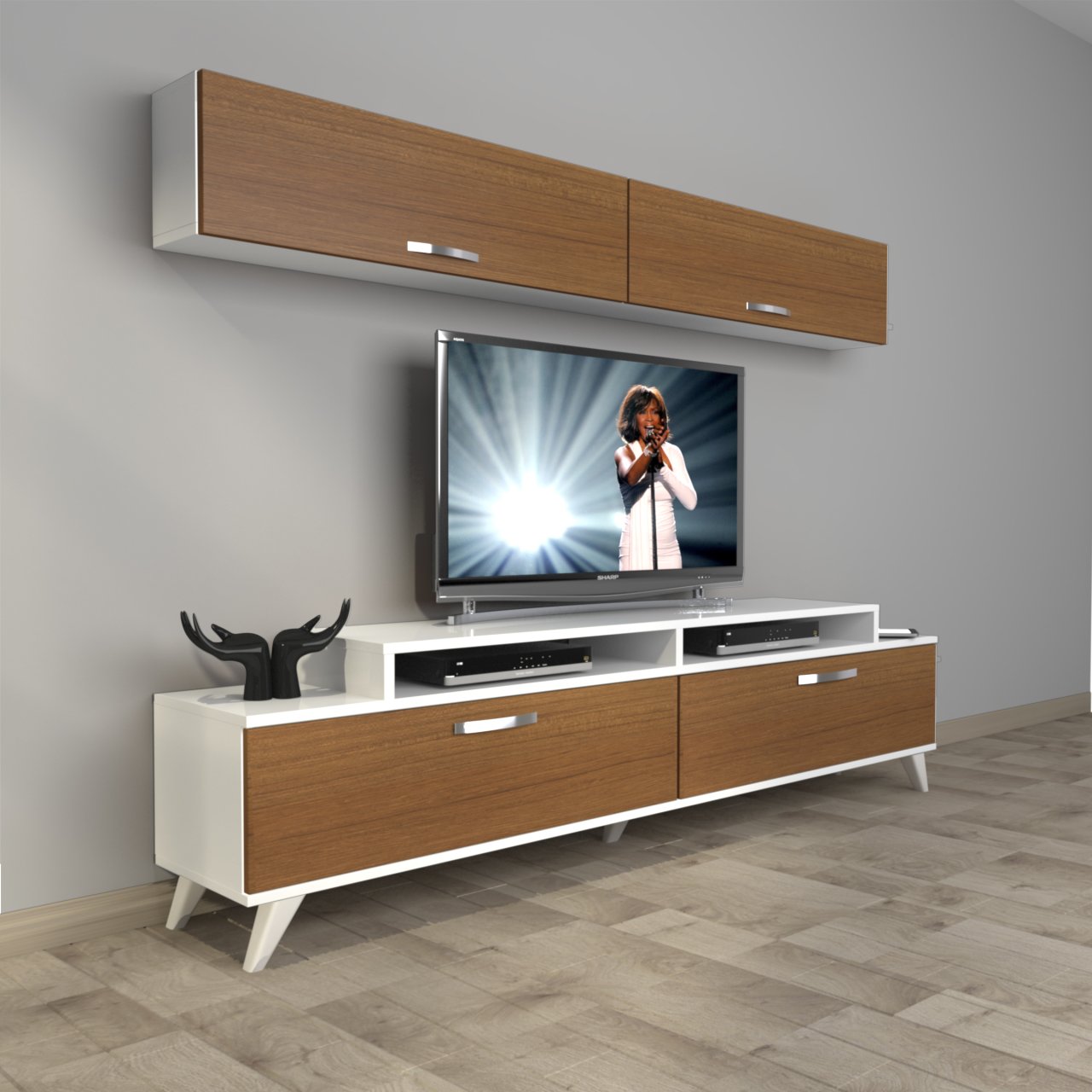 Decoraktiv Ekoflex 5 Slm Retro Tv Ünitesi Tv Sehpası Beyaz - Ceviz