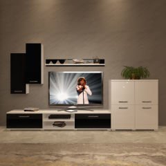 Decoraktiv Eko 6 Slm Dvd Tv Ünitesi Tv Sehpası Beyaz - Siyah
