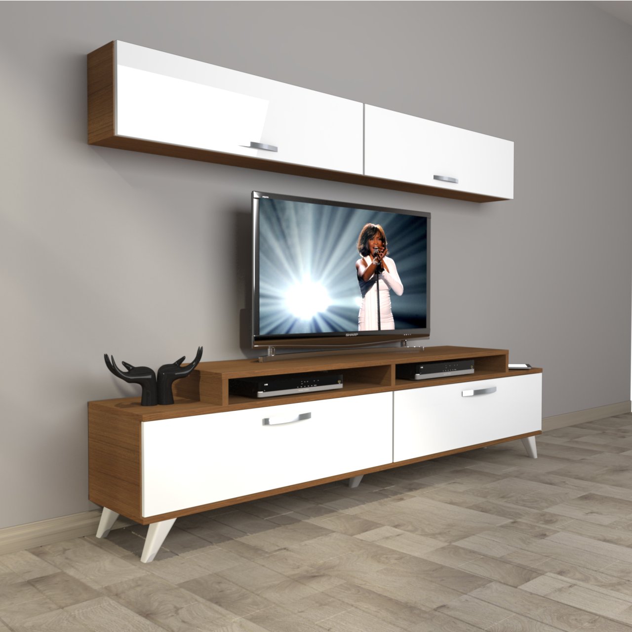 Decoraktiv Ekoflex 5 Slm Retro Tv Ünitesi Tv Sehpası Ceviz - Beyaz