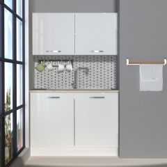Decoraktiv Mini 120 MDF Hazır Mutfak Dolabı Parlak Beyaz