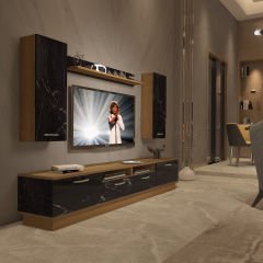 Decoraktiv Trendstyle 5220D Mdf Tv Ünitesi Tv Sehpası Pera - Siyah Mermer