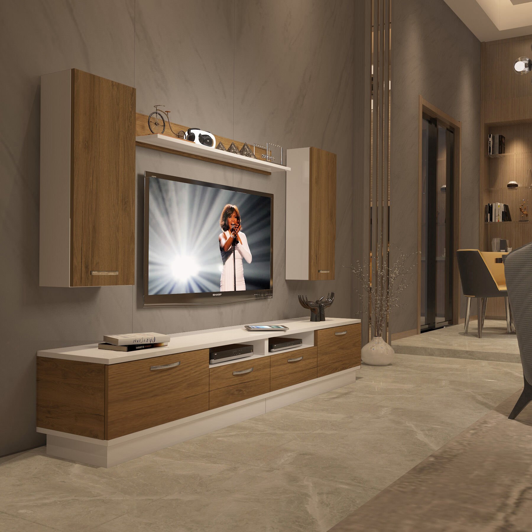 Decoraktiv Trendstyle 5220D Mdf Tv Ünitesi Tv Sehpası Beyaz - Pera