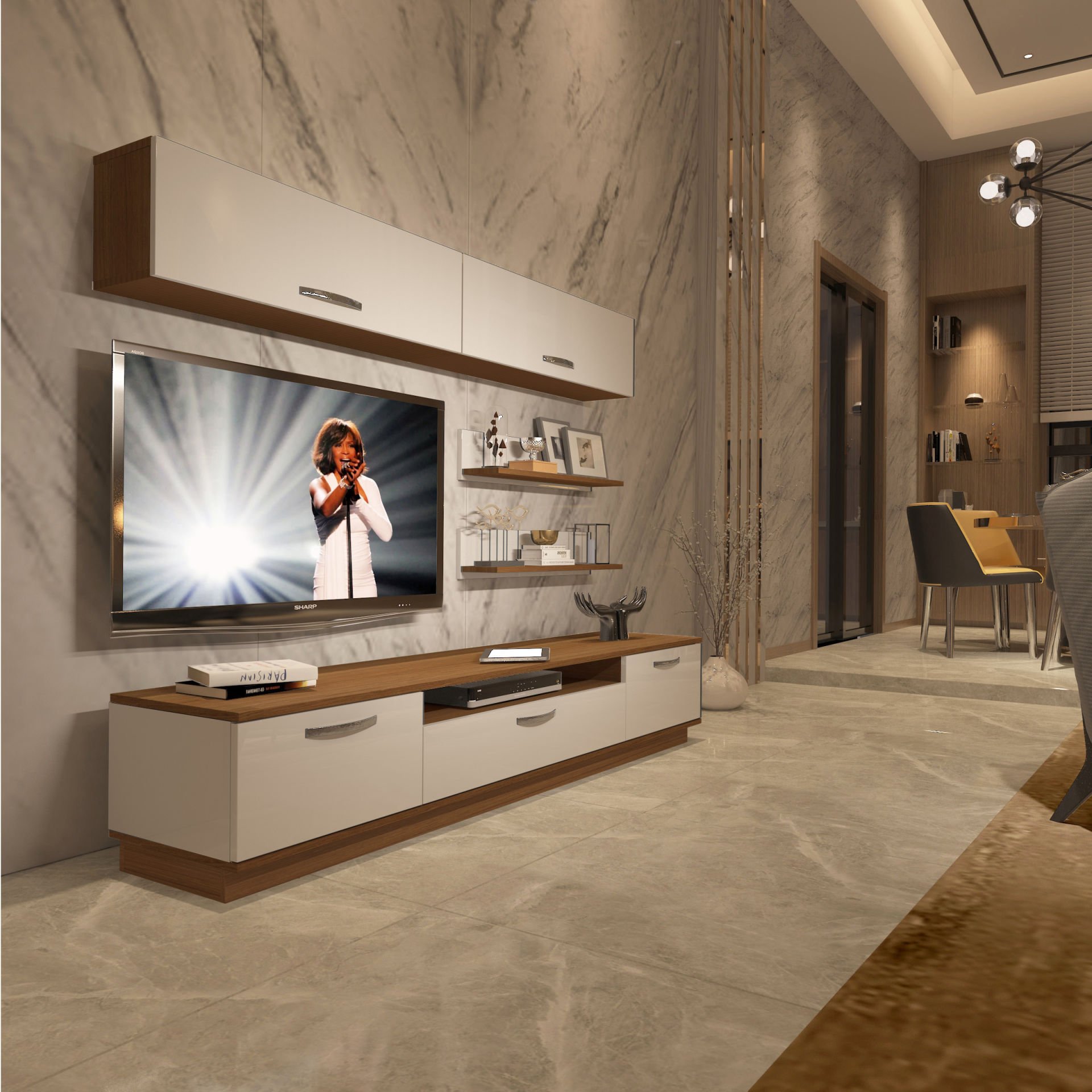 Decoraktiv Trendstyle 5 Mdf Tv Ünitesi Tv Sehpası Ceviz - Beyaz