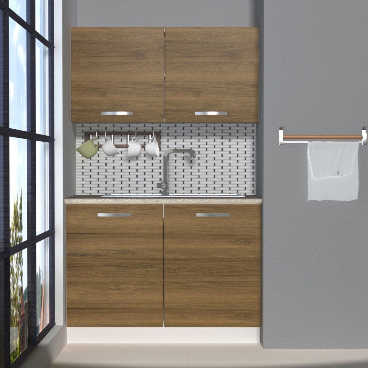 Decoraktiv Mini 120 MDF Hazır Mutfak Dolabı Pera