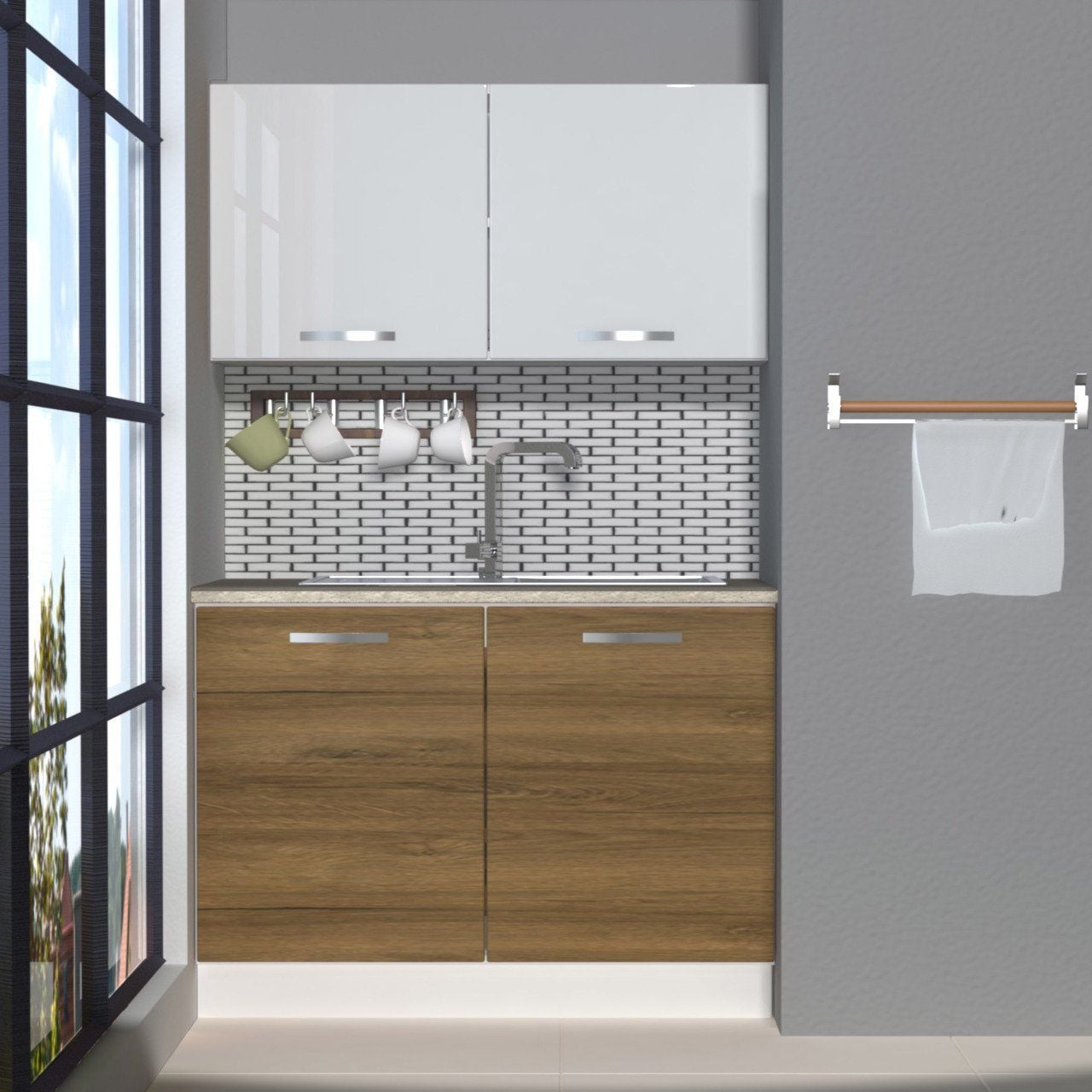 Decoraktiv Mini 120 MDF Hazır Mutfak Dolabı Pera - Beyaz