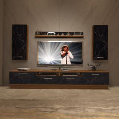 Decoraktiv Trendstyle 5220D Mdf Tv Ünitesi Tv Sehpası Ceviz - Siyah Mermer
