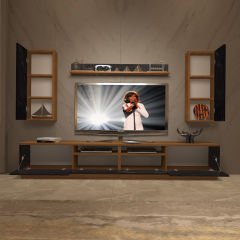 Decoraktiv Trendstyle 5220D Mdf Tv Ünitesi Tv Sehpası Ceviz - Siyah Mermer