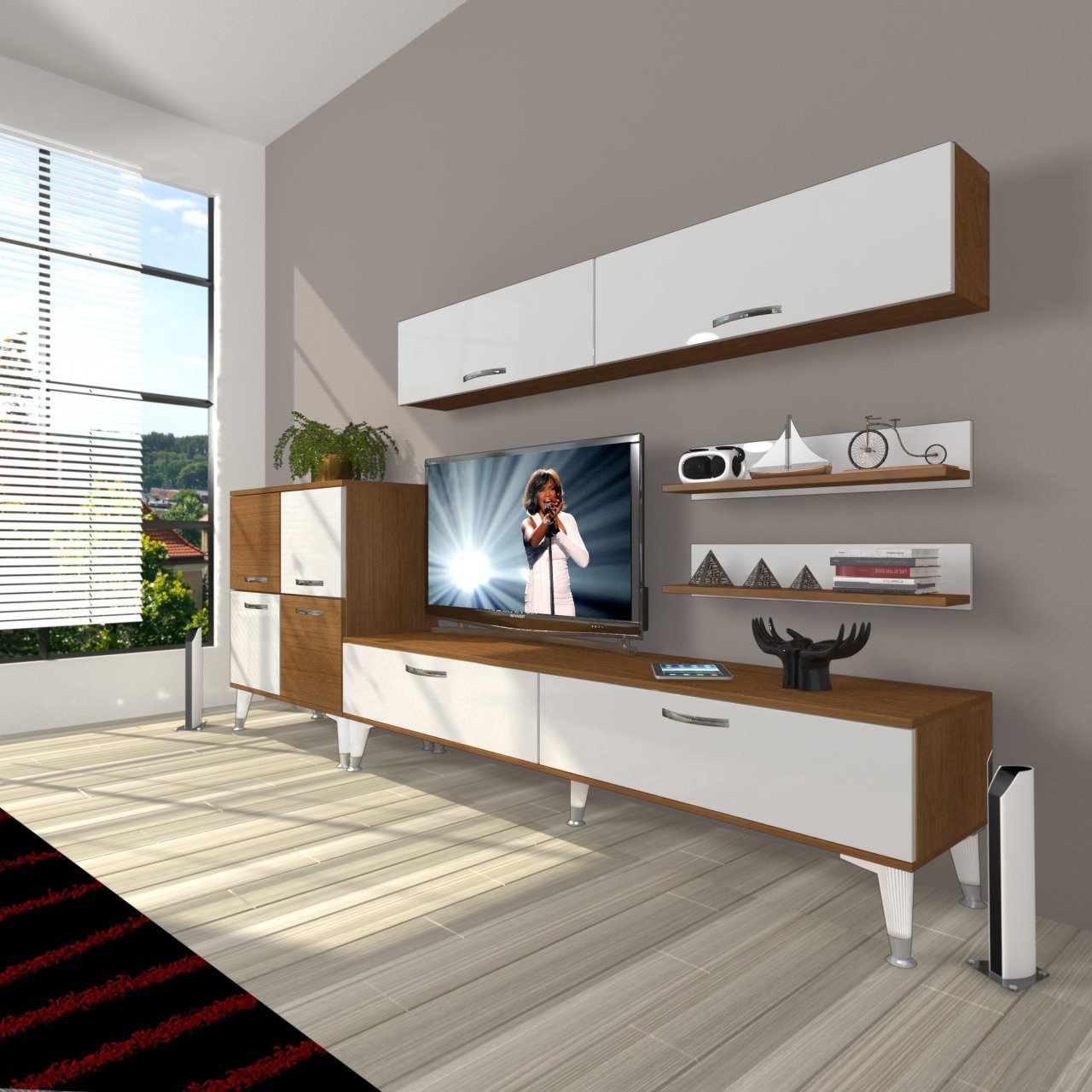 Decoraktiv Eko 6Y Slm Std Silver Tv Ünitesi Tv Sehpası Ceviz - Beyaz