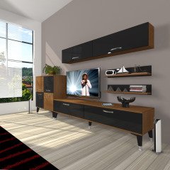 Decoraktiv Eko 6Y Slm Std Silver Tv Ünitesi Tv Sehpası Ceviz - Siyah