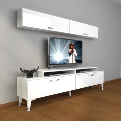 Decoraktiv Ekoflex 5 Slm Silver Tv Ünitesi Tv Sehpası Parlak Beyaz