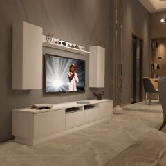 Decoraktiv Trendstyle 5220DS Mdf Tv Ünitesi Tv Sehpası Parlak Beyaz