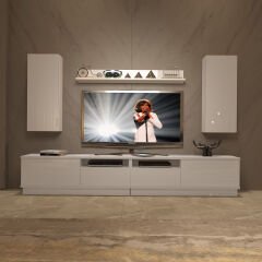 Decoraktiv Trendstyle 5220DS Mdf Tv Ünitesi Tv Sehpası Parlak Beyaz