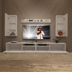 Decoraktiv Trendstyle 5220DS Mdf Tv Ünitesi Tv Sehpası Parlak Beyaz