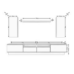 Decoraktiv Trendstyle 5220DS Mdf Tv Ünitesi Tv Sehpası Parlak Beyaz