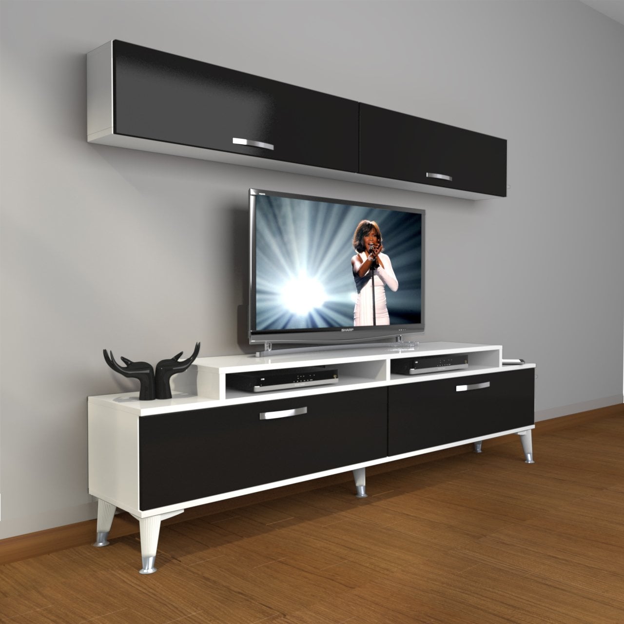Decoraktiv Ekoflex 5 Slm Silver Tv Ünitesi Tv Sehpası Beyaz - Siyah