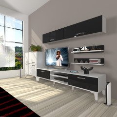 Decoraktiv Eko 6Y Slm Dvd Silver Tv Ünitesi Tv Sehpası Beyaz - Siyah