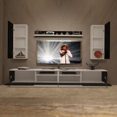 Decoraktiv Trendstyle 5220DS Mdf Tv Ünitesi Tv Sehpası Beyaz - Siyah