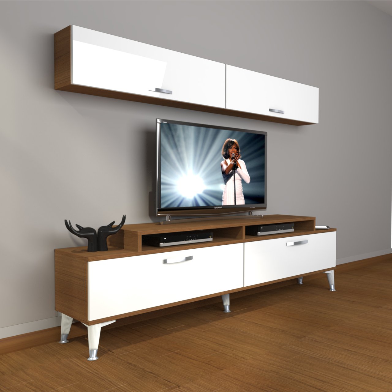 Decoraktiv Ekoflex 5 Slm Silver Tv Ünitesi Tv Sehpası Ceviz - Beyaz