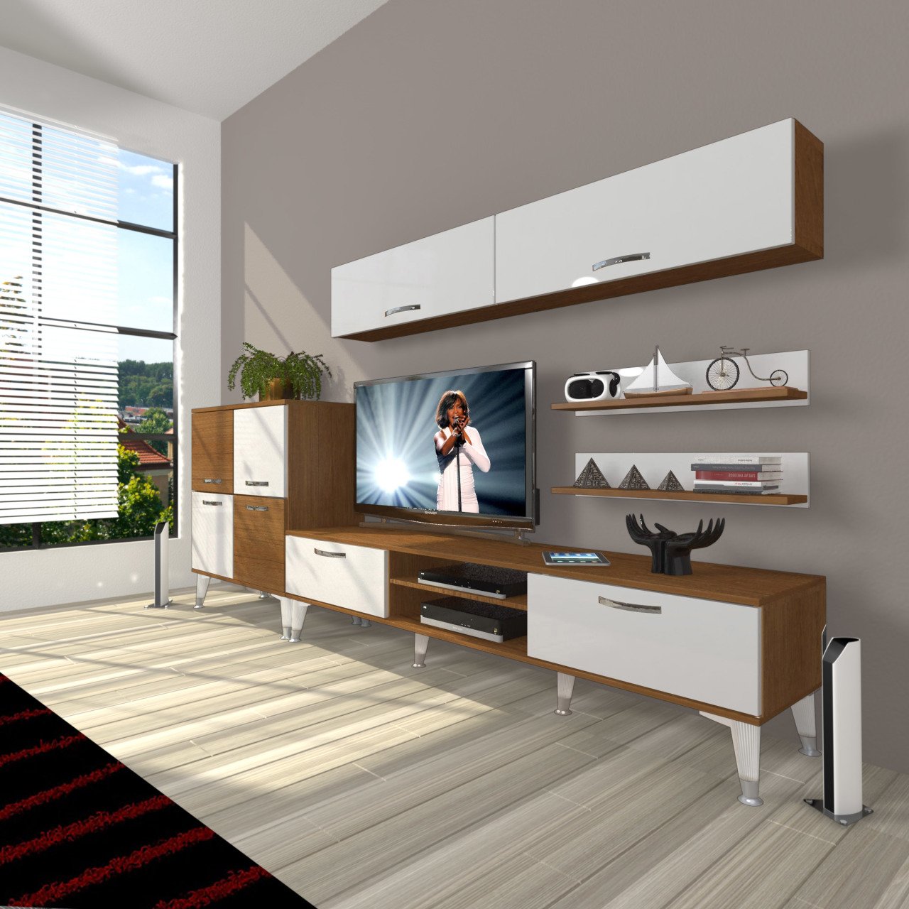 Decoraktiv Eko 6Y Slm Dvd Silver Tv Ünitesi Tv Sehpası Ceviz - Beyaz
