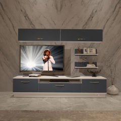 Decoraktiv Trendstyle 5 Mdf Tv Ünitesi Tv Sehpası Beyaz - Antrasit