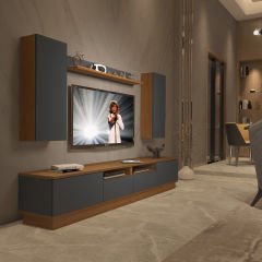 Decoraktiv Trendstyle 5220DS Mdf Tv Ünitesi Tv Sehpası Ceviz - Antrasit