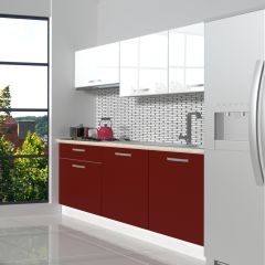 Decoraktiv Naturel 160 MDF Hazır Mutfak Dolabı Bordo - Beyaz
