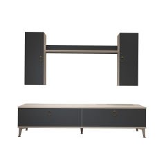 Decoraktiv Eko 7 Mdf Std Gold Tv Ünitesi Tv Sehpası Beyaz - Antrasit