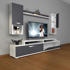 Decoraktiv Ekoflex 5DA Mdf Tv Ünitesi Tv Sehpası Beyaz - Antrasit