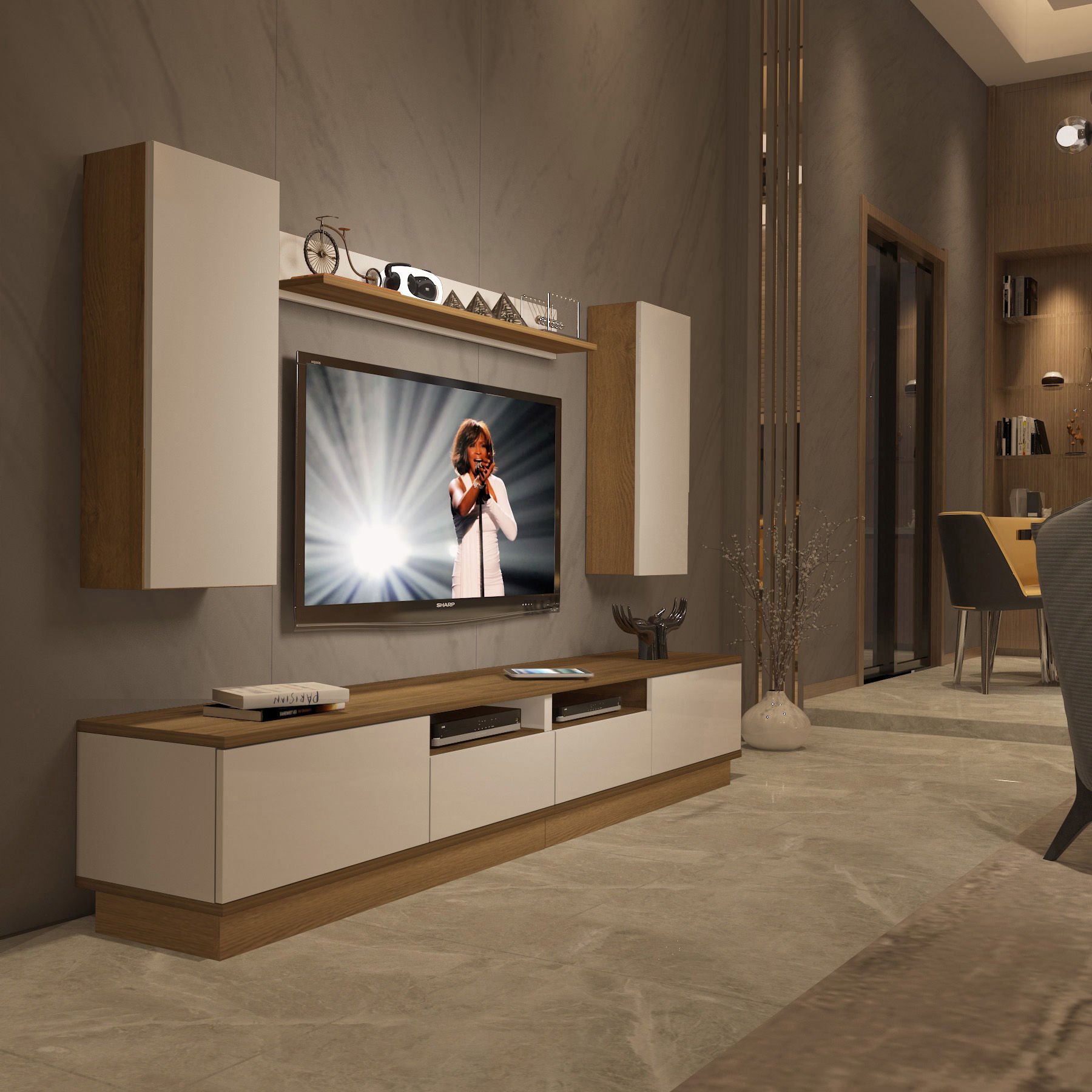 Decoraktiv Trendstyle 5220DS Mdf Tv Ünitesi Tv Sehpası Pera - Beyaz