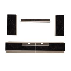 Decoraktiv Trendstyle 5220DS Mdf Tv Ünitesi Tv Sehpası Beyaz - Siyah Mermer