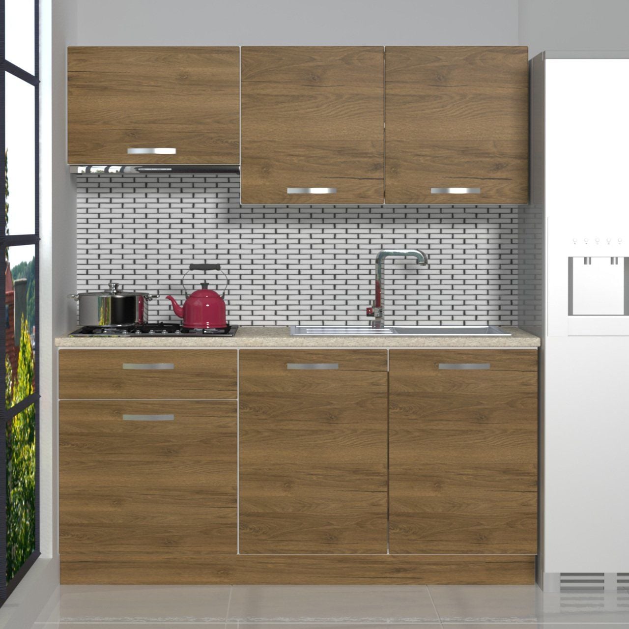 Decoraktiv Naturel 160 MDF Hazır Mutfak Dolabı Pera