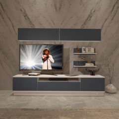 Decoraktiv Trendstyle 5S Mdf Tv Ünitesi Tv Sehpası Beyaz - Antrasit