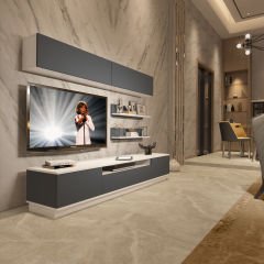 Decoraktiv Trendstyle 5S Mdf Tv Ünitesi Tv Sehpası Beyaz - Antrasit