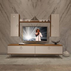 Decoraktiv Eko 7 Mdf Std Gold Tv Ünitesi Tv Sehpası Ceviz - Beyaz