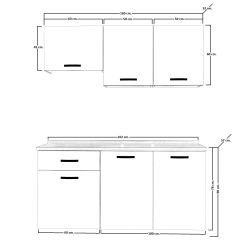 Decoraktiv Naturel 160 MDF Hazır Mutfak Dolabı Pera - Beyaz