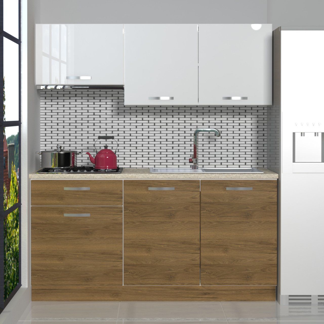 Decoraktiv Naturel 160 MDF Hazır Mutfak Dolabı Pera - Beyaz