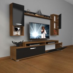 Decoraktiv Ekoflex 5DA Mdf Tv Ünitesi Tv Sehpası Ceviz - Siyah