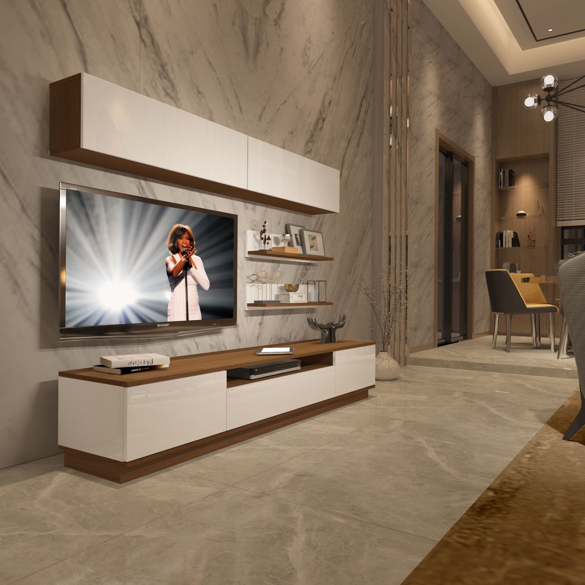 Decoraktiv Trendstyle 5S Mdf Tv Ünitesi Tv Sehpası Ceviz - Beyaz