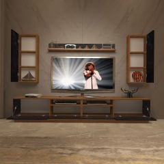 Decoraktiv Trendstyle 5220DS Mdf Tv Ünitesi Tv Sehpası Ceviz - Siyah Mermer