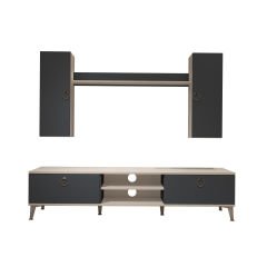 Decoraktiv Eko 7 Mdf Dvd Gold Tv Ünitesi Tv Sehpası Beyaz - Antrasit