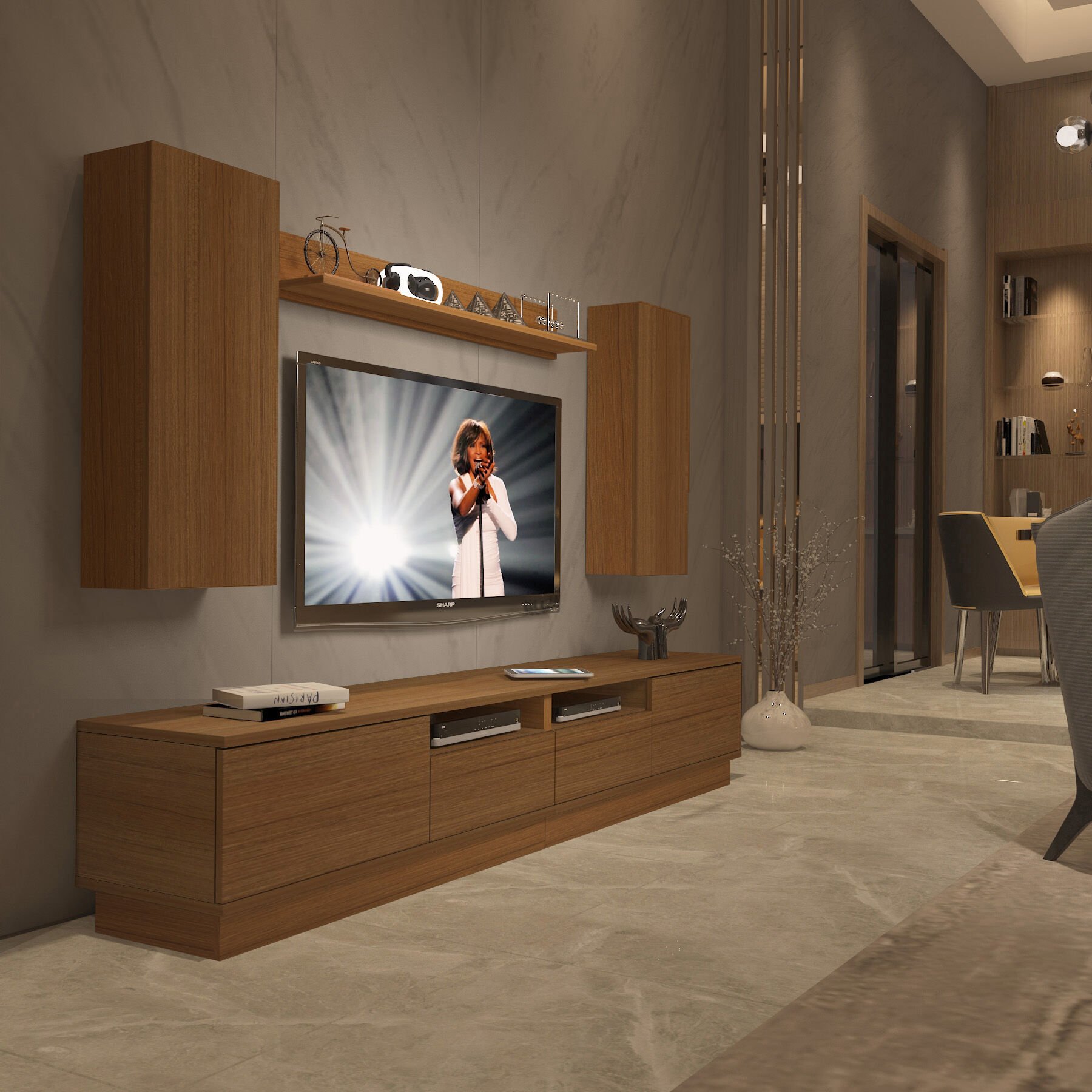 Decoraktiv Trendstyle 5220DS Mdf Tv Ünitesi Tv Sehpası Ceviz
