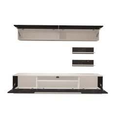 Decoraktiv Trendstyle 5S Mdf Tv Ünitesi Tv Sehpası Beyaz - Siyah Mermer