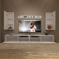 Decoraktiv Trendstyle 5220D Slm Tv Ünitesi Tv Sehpası Parlak Beyaz