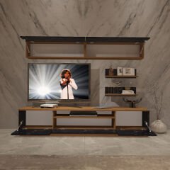 Decoraktiv Trendstyle 5S Mdf Tv Ünitesi Tv Sehpası Ceviz - Siyah Mermer