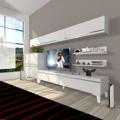 Decoraktiv Eko 8 Mdf Std Silver Tv Ünitesi Tv Sehpası Parlak Beyaz