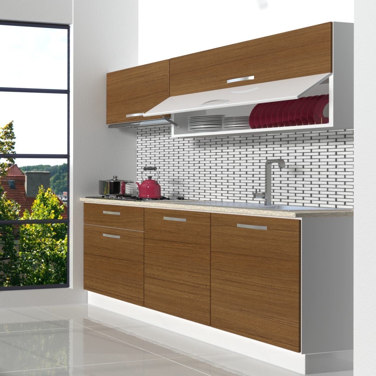 Decoraktiv Style 160 MDF Hazır Mutfak Dolabı Ceviz