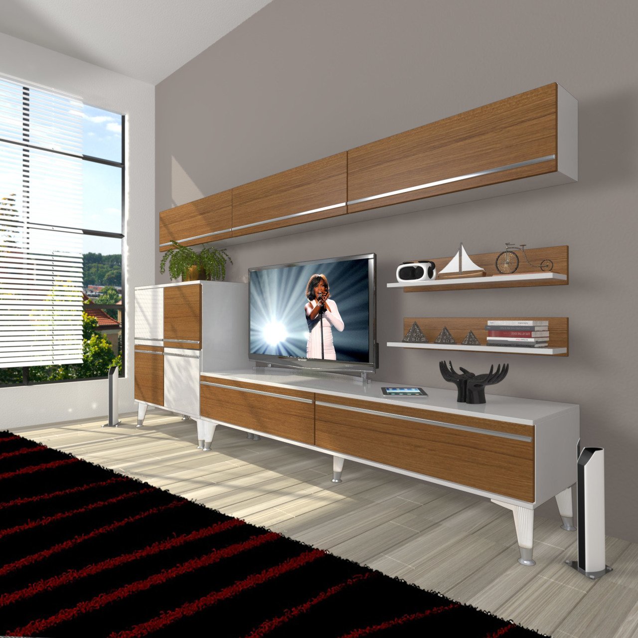 Decoraktiv Eko 8 Mdf Std Silver Tv Ünitesi Tv Sehpası Beyaz - Ceviz
