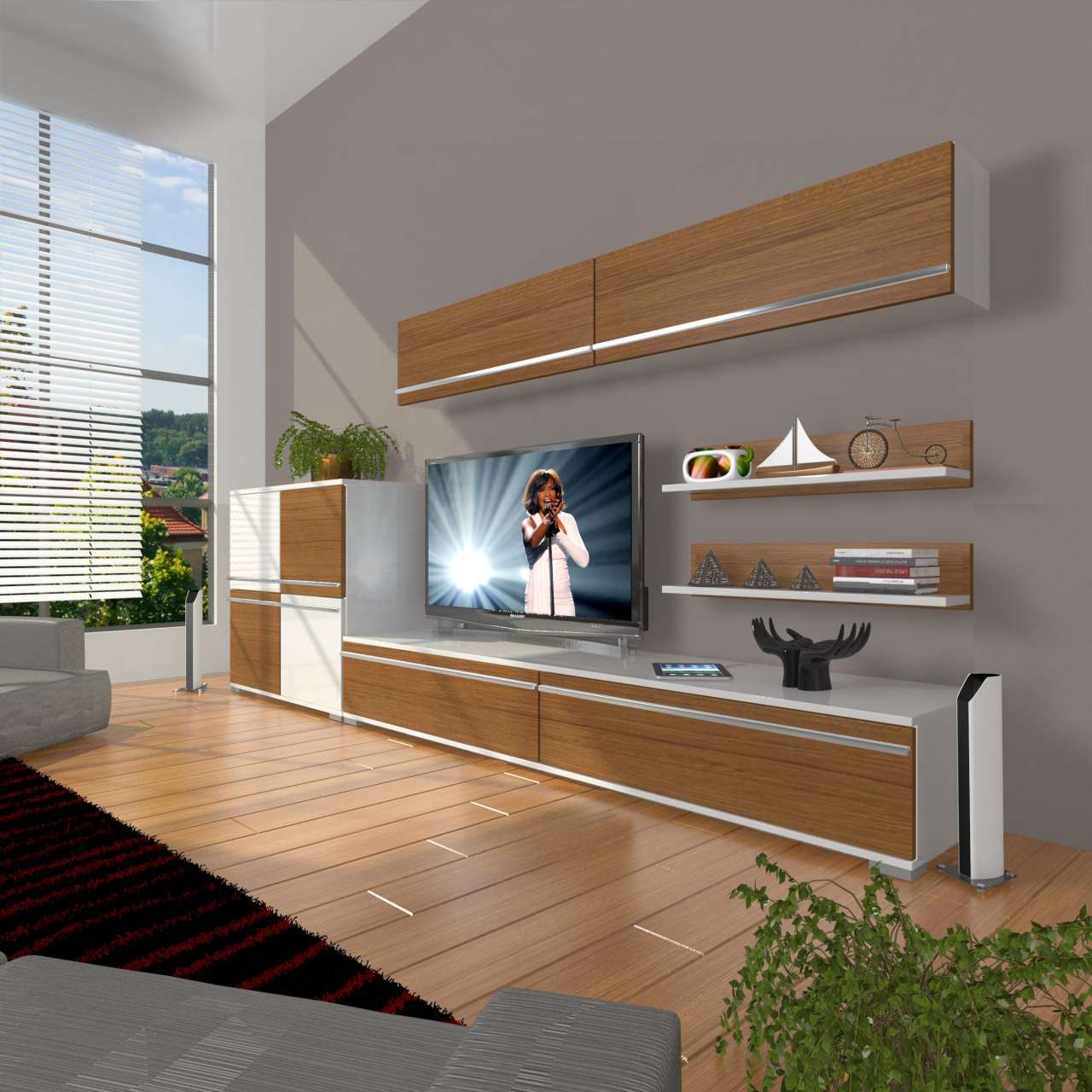 Decoraktiv Eko 6Y Mdf Std Tv Ünitesi Tv Sehpası Beyaz - Ceviz
