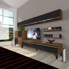 Decoraktiv Eko 8 Mdf Std Silver Tv Ünitesi Tv Sehpası Ceviz - Siyah