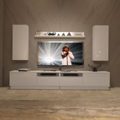 Decoraktiv Trendstyle 5220DS Slm Tv Ünitesi Tv Sehpası Parlak Beyaz